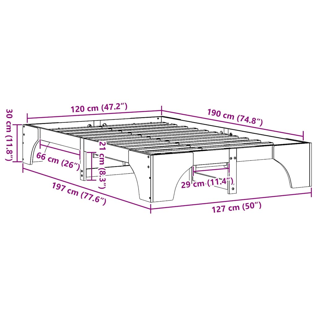 Bettgestell Weiß 120 x 190 cm Massivholz Kiefer
